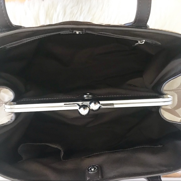 Coach Signature Stripe Kisslock Carryall Satchel - Picture 5 of 9